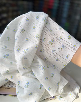 Рибана ажурная Голубые цветочки 10838