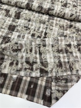 Рубашечная клетка рваная с эффектом варки Шоколад 10851