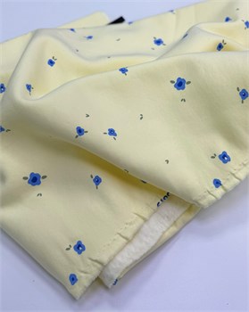 Футер 3-х нитка начес Цветы на сливочно-желтом 10873