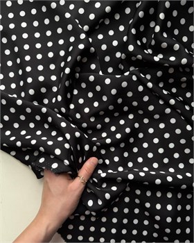 Искусственный шелк Горох черный 10987