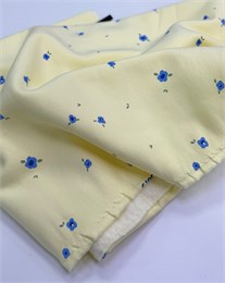 Футер 3-х нитка начес Цветы на сливочно-желтом 10873