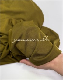 Тонкий трикотаж тенсель с шерстью Золотистая оливка 10899