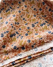 Фланель плательно-рубашечная Сине-горчичные цветочки 10928