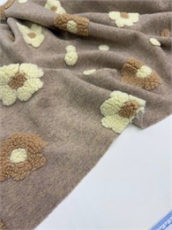 Мех шерпа цветы на бежевом меланже (мш1) 10973