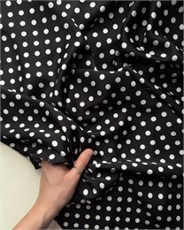 Искусственный шелк Горох черный 10987